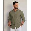 image:imageCOOFANDY Men Casual Button Down Shirt Long Sleeve Untucked Denim Dress ShirtArmy Green