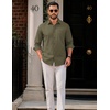 image:imageCOOFANDY Men Casual Button Down Shirt Long Sleeve Untucked Denim Dress ShirtArmy Green