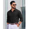 image:imageCOOFANDY Men Casual Button Down Shirt Long Sleeve Untucked Denim Dress ShirtBlack