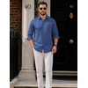image:imageCOOFANDY Men Casual Button Down Shirt Long Sleeve Untucked Denim Dress ShirtBlue