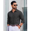 image:imageCOOFANDY Men Casual Button Down Shirt Long Sleeve Untucked Denim Dress ShirtDark Grey
