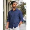 image:imageCOOFANDY Men Casual Button Down Shirt Long Sleeve Untucked Denim Dress ShirtDeep Blue