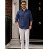 image:imageCOOFANDY Men Casual Button Down Shirt Long Sleeve Untucked Denim Dress ShirtDeep Blue