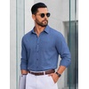 image:imageCOOFANDY Men Casual Button Down Shirt Long Sleeve Untucked Denim Dress ShirtDenim Blue