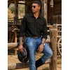 image:imageCOOFANDY Men Western Cowboy Shirt Casual Button Down Work Shirt with PocketBlack