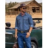 image:imageCOOFANDY Men Western Cowboy Shirt Casual Button Down Work Shirt with PocketBlue