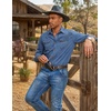 image:imageCOOFANDY Men Western Cowboy Shirt Casual Button Down Work Shirt with PocketBlue