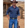 image:imageCOOFANDY Men Western Cowboy Shirt Casual Button Down Work Shirt with PocketDeep Blue