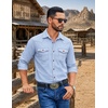 image:imageCOOFANDY Men Western Cowboy Shirt Casual Button Down Work Shirt with PocketLight Blue