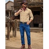 image:imageCOOFANDY Men Western Cowboy Shirt Casual Button Down Work Shirt with PocketLight Khaki