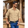 image:imageCOOFANDY Men Western Cowboy Shirt Casual Button Down Work Shirt with PocketLight Khaki