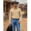 image:imageCOOFANDY Men Western Cowboy Shirt Casual Button Down Work Shirt with PocketLight Khaki