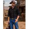 image:imageCOOFANDY Men Western Cowboy Shirt Casual Button Down Work Shirt with PocketNavy Blue