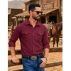 image:imageCOOFANDY Men Western Cowboy Shirt Casual Button Down Work Shirt with PocketWine Red