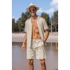 image:imageCOOFANDY Mens 2 Piece Short Set Guayabera Button Down Shirt Casual OutfitsBeige