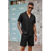 image:imageCOOFANDY Mens 2 Piece Short Set Guayabera Button Down Shirt Casual OutfitsBlack