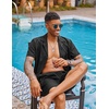 image:imageCOOFANDY Mens 2 Piece Short Set Guayabera Button Down Shirt Casual OutfitsBlack