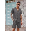 image:imageCOOFANDY Mens 2 Piece Short Set Guayabera Button Down Shirt Casual OutfitsDark Grey