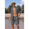 image:imageCOOFANDY Mens 2 Piece Short Set Guayabera Button Down Shirt Casual OutfitsDark Grey