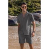 image:imageCOOFANDY Mens 2 Piece Short Set Guayabera Button Down Shirt Casual OutfitsDark Grey