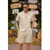 image:imageCOOFANDY Mens 2 Piece Short Set Guayabera Button Down Shirt Casual OutfitsKhaki