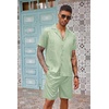 image:imageCOOFANDY Mens 2 Piece Short Set Guayabera Button Down Shirt Casual OutfitsLight Green