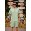 image:imageCOOFANDY Mens 2 Piece Short Set Guayabera Button Down Shirt Casual OutfitsLight Green
