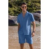 image:imageCOOFANDY Mens 2 Piece Short Set Guayabera Button Down Shirt Casual OutfitsRoyal Blue