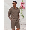 image:imageCOOFANDY Mens 2 Pieces Cotton Linen Set Short Sleeve Button Down Shirts Summer Beach Shorts Casual OutfitsBrown