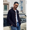 image:imageCOOFANDY Mens Button Down Shirt Long Sleeve Casual Corduroy Untucked Shirt Jacket with PocketAnavy