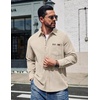 image:imageCOOFANDY Mens Button Down Shirt Long Sleeve Casual Corduroy Untucked Shirt Jacket with PocketBeige