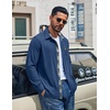 image:imageCOOFANDY Mens Button Down Shirt Long Sleeve Casual Corduroy Untucked Shirt Jacket with PocketBlue