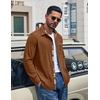 image:imageCOOFANDY Mens Button Down Shirt Long Sleeve Casual Corduroy Untucked Shirt Jacket with PocketCaramel