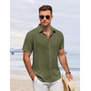 image:imageCOOFANDY Mens Button Down Shirt Short Sleeve Casual Shirts for Summer Beach Vacation ShirtsArmy Green