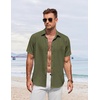 image:imageCOOFANDY Mens Button Down Shirt Short Sleeve Casual Shirts for Summer Beach Vacation ShirtsArmy Green