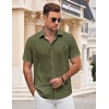 image:imageCOOFANDY Mens Button Down Shirt Short Sleeve Casual Shirts for Summer Beach Vacation ShirtsArmy Green