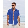 image:imageCOOFANDY Mens Button Down Shirt Short Sleeve Casual Shirts for Summer Beach Vacation ShirtsAzure