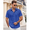 image:imageCOOFANDY Mens Button Down Shirt Short Sleeve Casual Shirts for Summer Beach Vacation ShirtsAzure