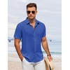 image:imageCOOFANDY Mens Button Down Shirt Short Sleeve Casual Shirts for Summer Beach Vacation ShirtsAzure