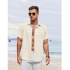 image:imageCOOFANDY Mens Button Down Shirt Short Sleeve Casual Shirts for Summer Beach Vacation ShirtsBeige