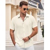 image:imageCOOFANDY Mens Button Down Shirt Short Sleeve Casual Shirts for Summer Beach Vacation ShirtsBeige