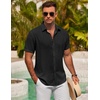 image:imageCOOFANDY Mens Button Down Shirt Short Sleeve Casual Shirts for Summer Beach Vacation ShirtsBlack