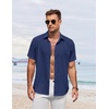image:imageCOOFANDY Mens Button Down Shirt Short Sleeve Casual Shirts for Summer Beach Vacation ShirtsBlue Violet