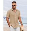 image:imageCOOFANDY Mens Button Down Shirt Short Sleeve Casual Shirts for Summer Beach Vacation ShirtsKhaki