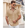 image:imageCOOFANDY Mens Button Down Shirt Short Sleeve Casual Shirts for Summer Beach Vacation ShirtsKhaki
