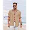 image:imageCOOFANDY Mens Button Down Shirt Short Sleeve Casual Shirts for Summer Beach Vacation ShirtsKhaki