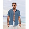 image:imageCOOFANDY Mens Button Down Shirt Short Sleeve Casual Shirts for Summer Beach Vacation ShirtsSlate Blue