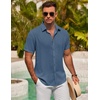 image:imageCOOFANDY Mens Button Down Shirt Short Sleeve Casual Shirts for Summer Beach Vacation ShirtsSlate Blue