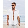image:imageCOOFANDY Mens Button Down Shirt Short Sleeve Casual Shirts for Summer Beach Vacation ShirtsWhite