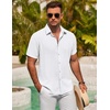 image:imageCOOFANDY Mens Button Down Shirt Short Sleeve Casual Shirts for Summer Beach Vacation ShirtsWhite